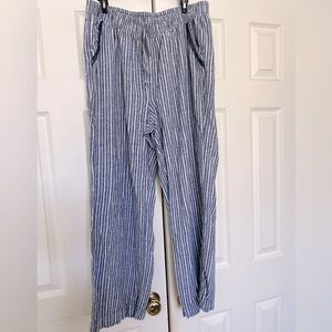 Blue Striped Linen Pants